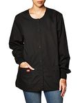 Dickies Women's Eds Signature Scrubs Missy Fit Snap Front Warm-Up Jacket, Black, Small