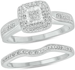 Cali Trove Sterling Silver 1/5ct Round White Natural Diamond Wedding Bridal Ring Set for Women