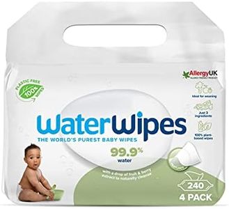WaterWipes Toallitas húmedas Texturizadas sin Plástico para Niños Pequeños y Bebés, 240 unidades (Paquete de 4), 99,9% Base de Agua, Sin Perfume para Pieles Sensibles