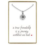 Small Sterling Silver Compass Necklace, True Friendship Necklace, Best Friend Gift, Graduation Gift Necklace, 18 inches