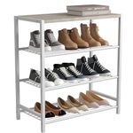 HOME BI 4-Tier Industrial Shoe Rack, Metal Shoe Storage Organizer, Durable Shoe Shelf for Closet, Hallway, Entryway, Living Room,White