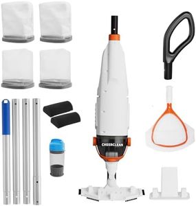 3 IN 1 Cordless Handheld Pool Vacuum Cleaner Kit-1110GPH Real Strong Suction,60min Run-time,40µm Fine Mesh Filter,Aluminum Pole,Net,Floating Dispenser for Hot Tubs,Inground &Above Ground Pools -Orange