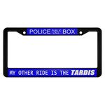oFloral Police Box Police Call Aluminum Alloy License Plate Frame My Other Ride is The Tardis Blue Applicable to US Standard Car Metal Car Tag Frame Front Plate Cover Holder for Women Men(1 Pack)