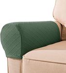 NEKOSUKI Arm Rest Covers, Set of 2 Stretch Diamond Pattern Armchair Couch Stretch Armrest Chair Covers for Furniture Protector, Anti-Slip Sofa Chair Arm Caps Spandex Polyester Slipcovers (Green)