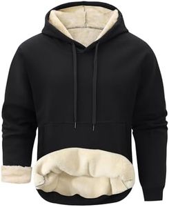 Gihuo Men's Warm Crewneck Sweatshirt Winter Sherpa Lined Fleece Sweatshirt Athletic Pullover Tops Loungewear (02 Black, Small)