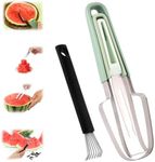 lasuroa 3-in-1 Watermelon Fork Slicer Cutters, Stainless Steel Fruit Cutters with Seed Remover Portable Watermelon Cutter Watermelon Cutter Slicer Tool for Camping Kitchen