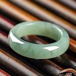 sdfpj Classic Natural Jade Ring, Simple Jade Ring, Women’s Party Wedding Jewelry Gift (Metal Color : Diameter 17-18mm)