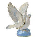 FJ FENGZHIJIE Pigeon Figurine White Dove Bird Trinket Box Hinged Golden Handmade Crystal Home Décor Animal Keepsake Gifts for Birds Lover