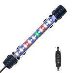 VARMHUS Submersible LED Aquarium Light,Fish Tank Light with Timer Auto On/Off Dimming Function,3 Light Modes Dimmable&4-Color Lamp Beads,10 Brightness Levels Optional&3 Levels of timed Loop RGB-19cm