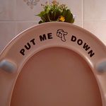 Fun 'Put Me Down' Funny Toilet Seat Sticker Bathroom Cute Wall Decal - Bathroom Accessory - Potty Training (Black)