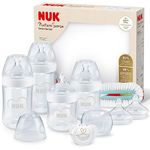 NUK Nature Sense Perfect Start Baby Bottles Set | 0-18 Months | Breast-Like Silicone Teat | 4 x Anti Colic Baby Bottles, Dummy, Bottle Brush & More | BPA-Free | 9 Count