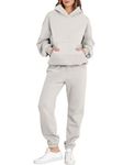 ANRABESS Womens 2 Piece Outfits Lounge Hoodie Oversized Sweatshirt Jogger Sweatpants Y2K Tracksuit Sweatsuit Set Fall Clothes, Grey, Large