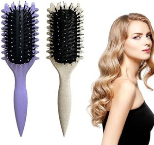 Yharnamite 2 Pcs Define Styling Brush, Bounce Curl Brush, New Curly Hair Brush, Bounce Curl Defining Brush for Men, Women, Shaping and Defining Curls (Purple + Beige)