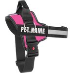 KIKA Pets No Pull Dog Harness with Name | Personalised Dog Harness for Small Dogs | Customized Dog Vest Harness, Extra Small Size (for Below 5 kgs Dogs) Hot Pink Harness