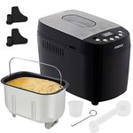 Arebos Bread Maker 1500 g, with 15 Programmes, 2 Dough Hooks, Timer, LCD Display, 3 Browning Levels and Bread Sizes, 850 W, Black