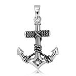 WithLoveSilver 925 Sterling Silver Charm Large Mariner Anchor Sea Pendant (2 Sides), Sterling Silver