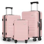 SHOWKOO Luggage Sets 3 Piece Hardside Expandable Suitcase with Double Spinner Wheels Tsa Lock Pink (20in/24in/28in)