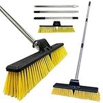 Heavy Duty Garden Broom Outdoor 18" Stiff Hard Brush & Metal Handle for Sweeping Your Yard, Garden & Decking