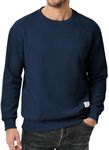 JMIERR Sweatshirts for Men Crewneck Long Sleeve Lightweight Soft Basic Texture Sweater Soild Color Pullover Shirts, US43(L), Blue