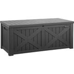 YITAHOME 120 Gallon Large Outdoor Storage Box w/Divider & Storage Net, Waterproof Resin Deck Box Cushion Storage Bench for Patio, Pool Supplies, Garden Tools - Lockable, Dark Gray