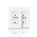 TOPELER Wall Outlet with 3 USB Port, 6.0A High Speed Charging Capability Receptacle, 20 Amp TR Wall Socket with USB-C, Screwless Plate Include, UL Listed & FCC Approval, White