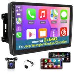 [2+64G] Car Radio for Jeep Wrangler/Dodge/Chrysler - Wireless Carplay and Android Auto - 10.1 Inch Touch Screen Android 13 Car Stereo - Multiple UI/WiFi/GPS + AHD Backup Camera