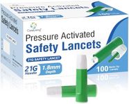 CareLiving Safety Lancets, Sterile, Pressure Activated Activation, 21 Gauge Needle, 1.8 mm, 100 Count, Single-Use, Gentle for Comfortable Testing