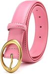 Womens Belt - CR Leather Belt Women Casual for Jeans Pants Dress - Belts with Gold Buckle for Women Fashion, Pink