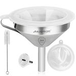 HAUSPROFI Stainless Steel Funnel, 13cm 304 Stainless Steel Kitchen Funnel with 200 Mesh Food Filter Strainer for Transferring Liquids, Oil, Making Jam (5 Inch)