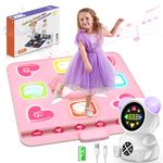 Acelufly Rechargeable Dance Mat Toys for Girls, Light Up Dance Pad with Wireless Bluetooth, 5 Game Modes, Adjustable Volume & LED Lights, Xmas B-Day Gifts for 3-12 Years Old Kids (Pink)