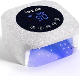 Lavinda UV LED Nail Lamp 54W, Frosted Silver Glitter Rechargeable Cordless Nail Dryer Gel Light with 4 Timer Settings for Gel Polish Nails, Elegant Matte Shimmer Finish, Auto Sensor for Salon & Home