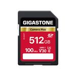 Gigastone 512GB SD Card, Camera Plus, V30 SDXC Memory Card High Speed UHD Video Compatible with Canon Nikon Sony Pentax Kodak Olympus Panasonic Digital Camera, with 1 Mini case