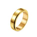 Men Wedding Ring, 6MM High Polished Spinner Anxiety Ring, Gold Size R 1/2