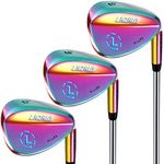 LAZRUS Premium Forged Golf Wedge Set for Men - 52 56 60 Degree Golf Wedges + Milled Face for More Spin - Great Golf Gift (Rainbow, Rainbow 3 Wedges)