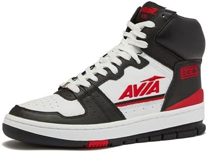 Avia 830 Men's Basketball Shoes, Retro High Top Sneakers for Men Indoor or Outdoor, Street or Court - Black/Red/White, 8.5 Medium