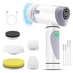 Electric Spin Scrubber,Power Scrubber Cordless Electric Brush Shower Scrubber for Cleaning Bathroom Floor Car Wheel Tub and Tile with 5 Brush Heads,LCD screen,Straw Cleaner Brush Kit