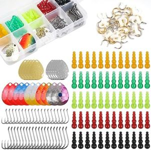 Fishing Lure Making Kit for Walleye Rigs, 170pcs Bass Fishing Lures Making Supplies Parts Crawler Harness Trout Bass Salmon Colorado Blades Hooks Stacked Fishing Beads Kokanee Rigs Trolling Rigs