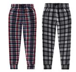 Sova 2-Pack Boys Pajama Pants – Ultra-soft Microfleece PJ Pants for Boys/Kids Sleepwear (Grey plaid/Blue plaid, Large)