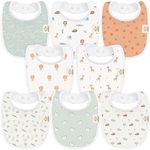 8-Pack Organic Baby Bibs for Boys, Girls - Soft Cotton Drooling and Teething Baby Bibs, Baby Girl Bibs, Baby Boy Bibs, Baby Drool Bibs for Baby Girl, Boy, Newborn Infant Bibs (Wilderness)