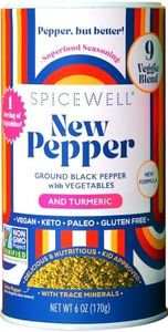 Spicewell - New Pepper Shaker - Ayurvedic Black Pepper with Turmeric, 21 Plant-Based Vitamins and Minerals - Fine Ground, Fresh Cracked Flavor - 6oz