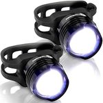 Stupidbright SBF-1 Strap-On Micro LED Mini Front Bike Light Set Skateboard Longboard Lights (2 Pack: White & White)