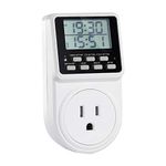 Techbee Digital Programmable Outlet Timer Plug Indoor Short Period Repeat Cycle Timer Switch with 24 Hour Countdown Delay ON/Off for Electrical Power (120V, 15A)