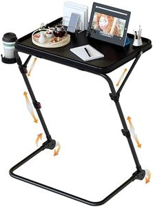 FRESMINT TV Tray Table with Cup Holder Adjustable Folding, TV Dinner Tray for Living Room,Small Space,Office.Portable TV Tray with 4 Height and 3 Angle Adjustments, Black