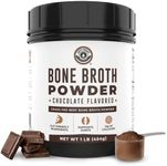 16oz Chocolate Bone Broth Protein Powder From Grass Fed Beef - Non-GMO Ingredients, Gut-Friendly, Low Carb Dairy Free Protein Powder - Natural Collagen Source For Joint Support - Keto Friendly