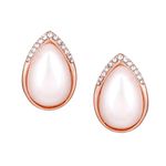 Estele Gold Cream Metal Brass Sophisticated Real Pearl Drop Ear Stud for Women