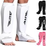 Elite Sports MMA Shin Pads for Muay Thai and Kickboxing, Protective Shin Guards with Instep Guard for Sparring and Training, for Adults, Kids, and Youth