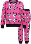 Disney Girl's 2 Piece Minnie Mouse Fabulous Long Sleeve Shirt and Jogger Set, Pink, 4