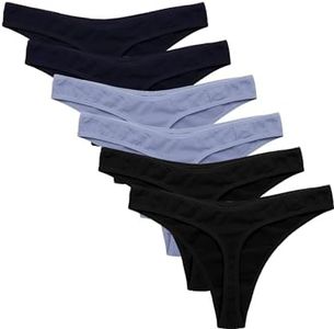 Avidlove Thong Women No Show Breathable Cotton Thongs 6 Pack Invisible Panties Underwear for Lady Medium Underpants