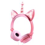 isightguard Kids Headphones, Unicorn Headphones Wired Headphones,On Ear, Cat Ear Headphones with LED for Girls, 3.5mm Audio Jack for Cell Phone