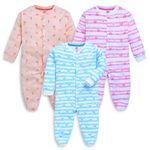 Luvlap Baby Boys & Baby Girls Pack Of 3 Full Sleeve Romper/Bodysuit 100% Cotton, M (3 to 6 Months)